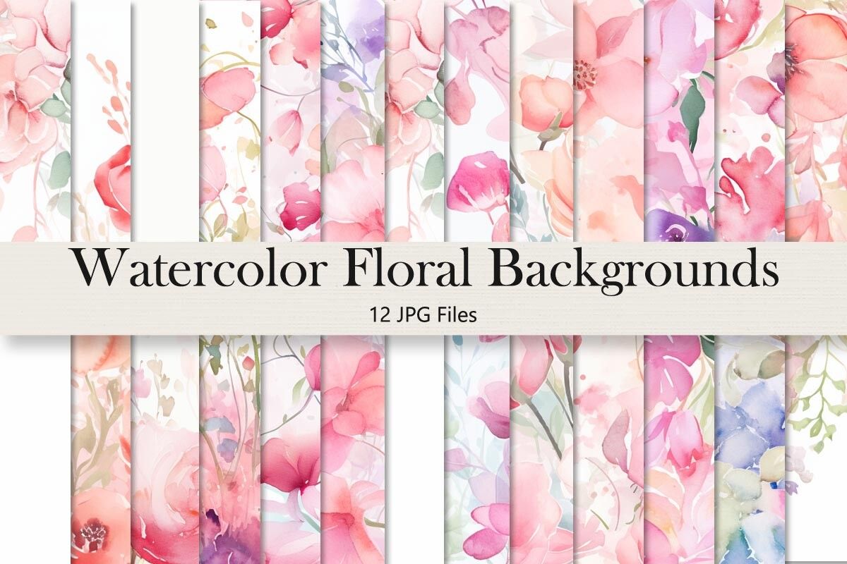 Soft Pastel Watercolor Flower Borders
