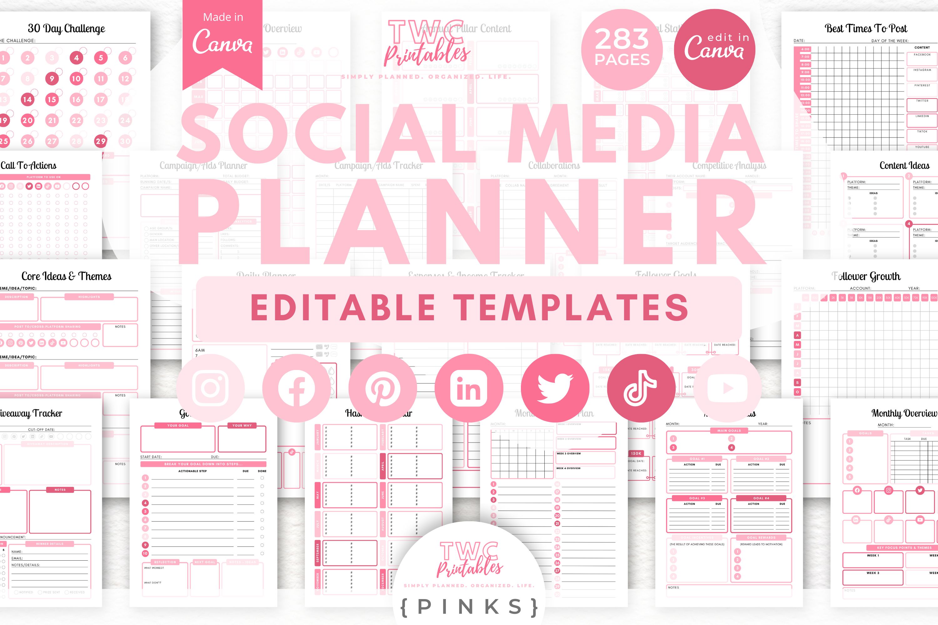 Social Media Planner Canva Templates