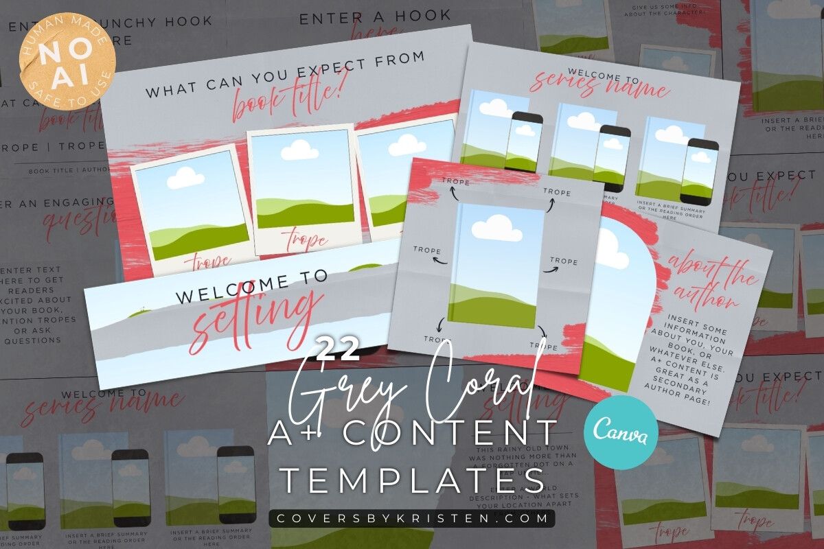 Grey a+ Content Author Canva Templates