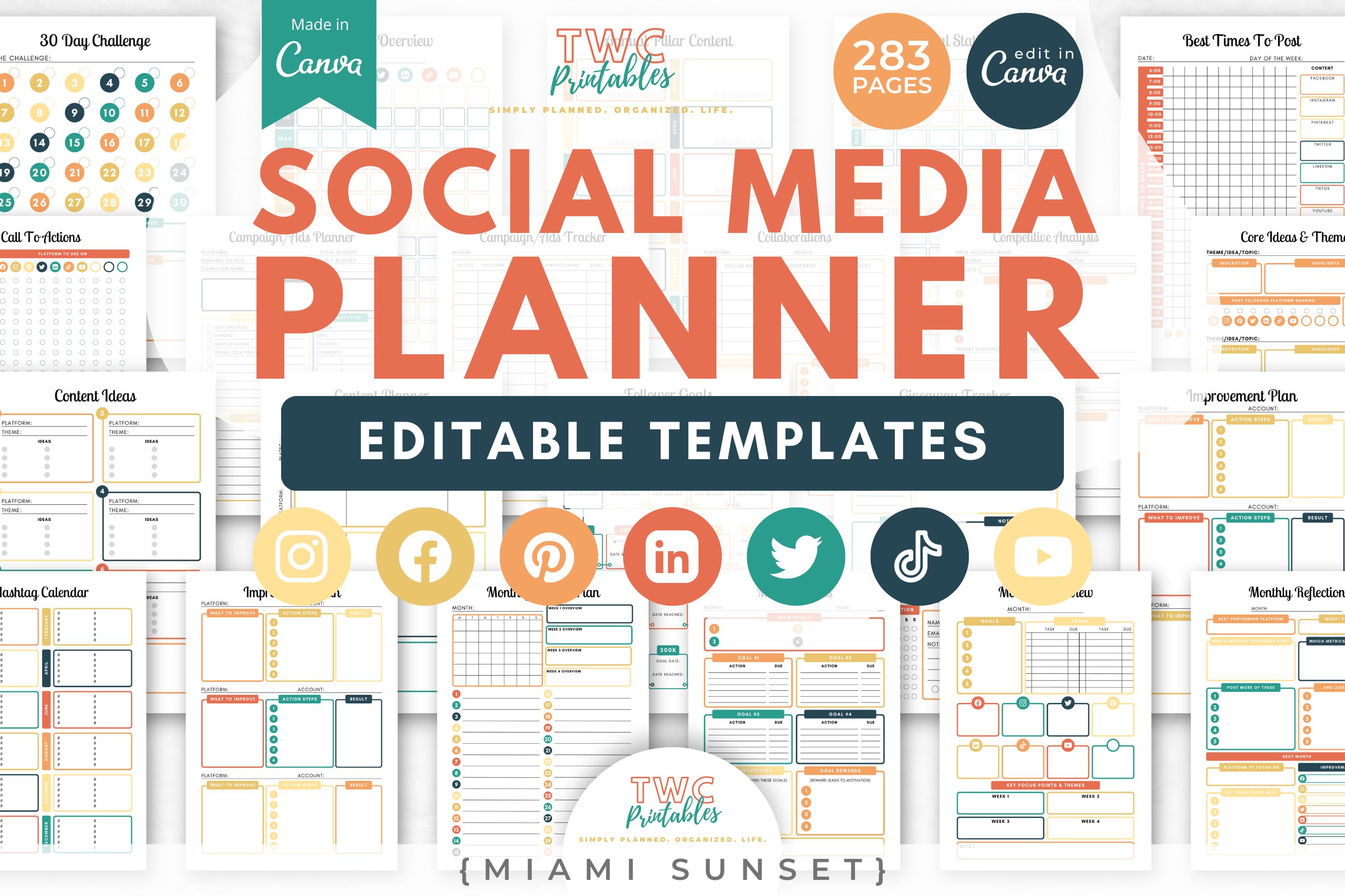 Social Media Planner Canva Templates