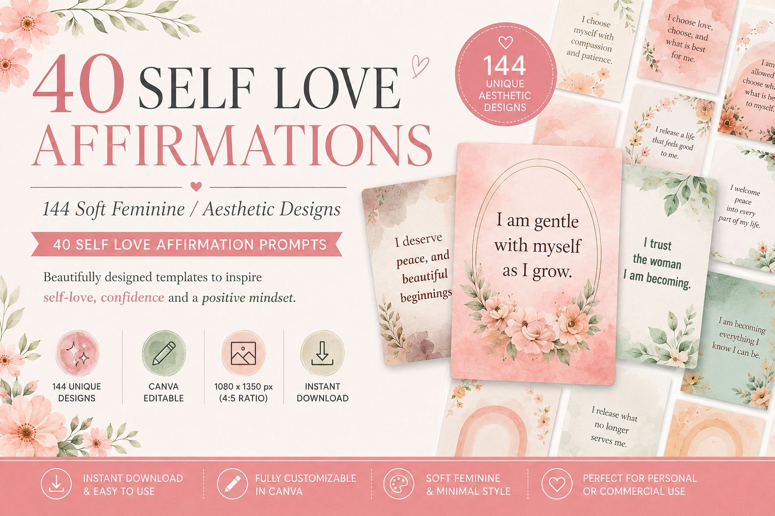 Self Love Affirmations Canva Template