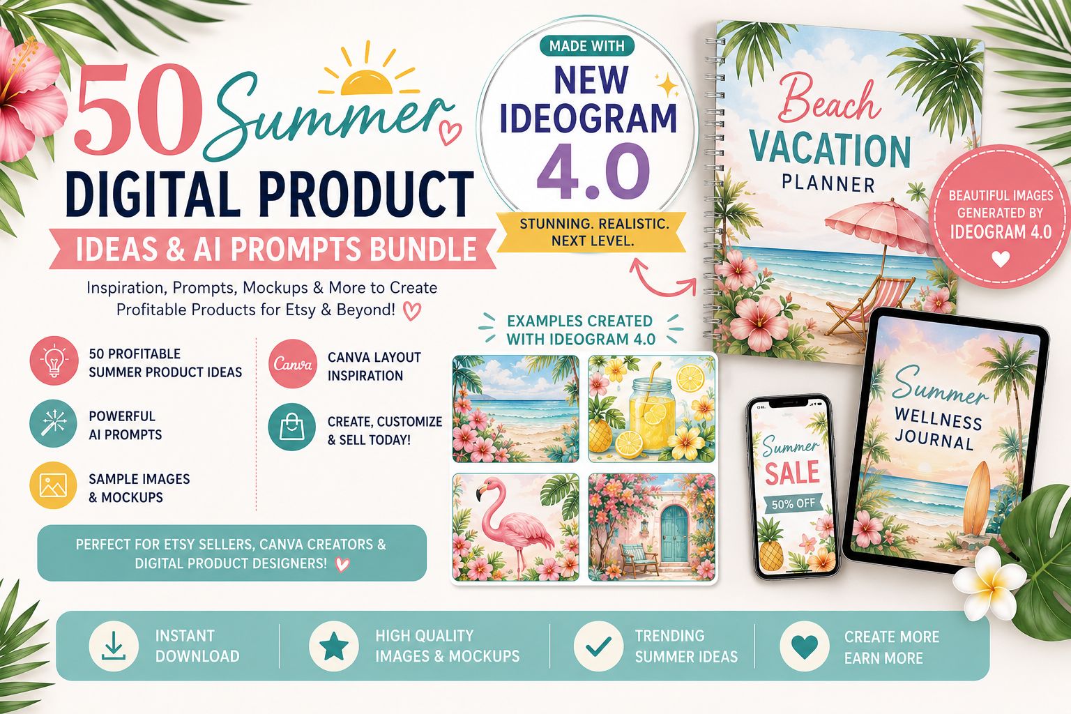 50 Summer Digital Product Ideas & Prompt